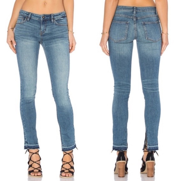 FREE PEOPLE Kentucky Blue Released Side Slit Raw Hem Jeans - Picture 2 of 10
